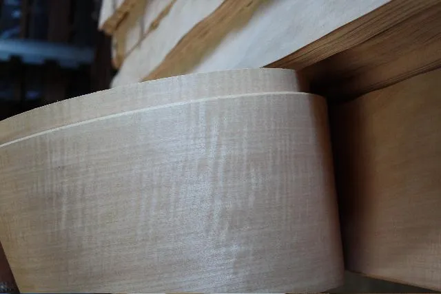 Rolled veneer sheet in a warehouse