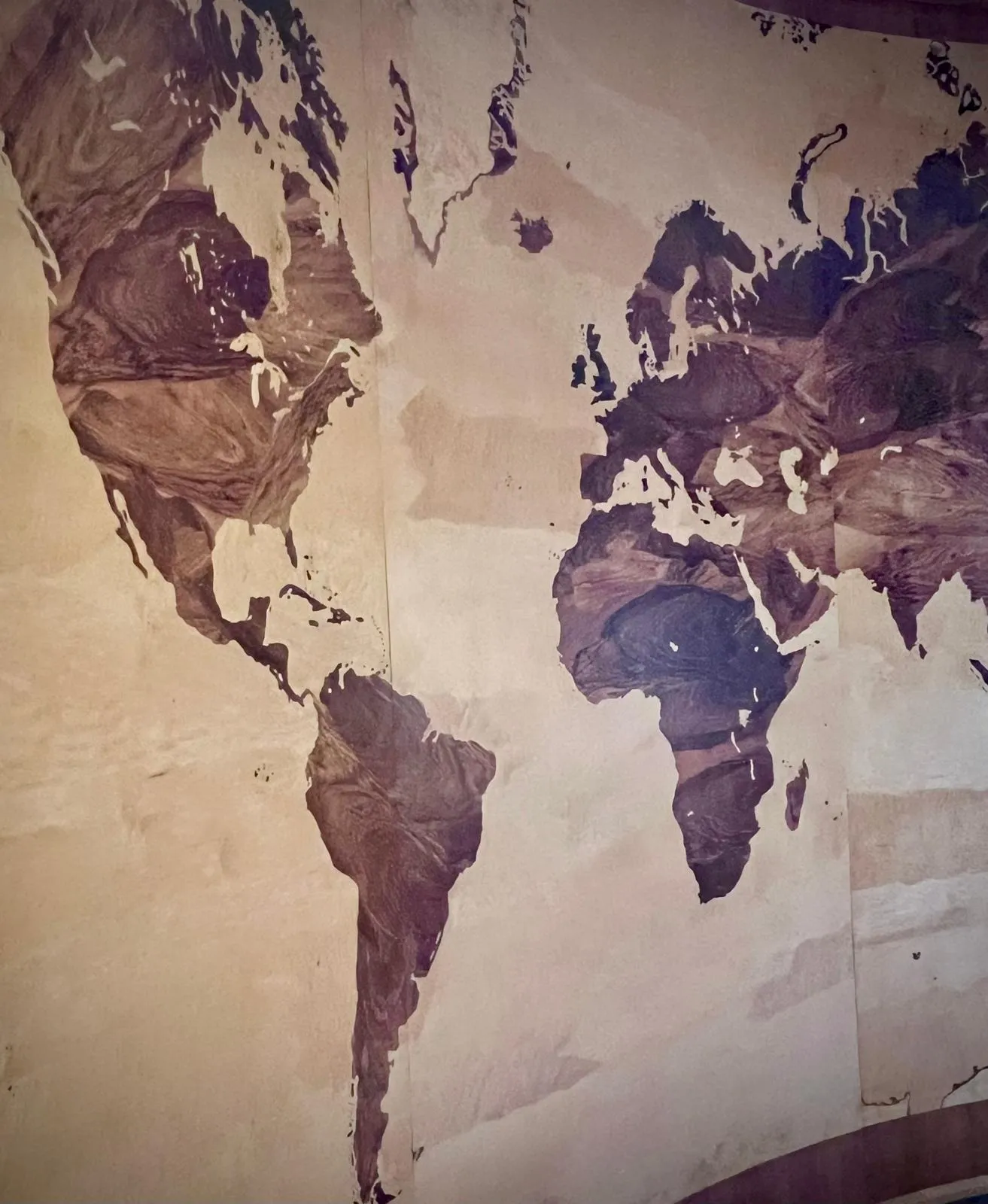 World map with a wood texture